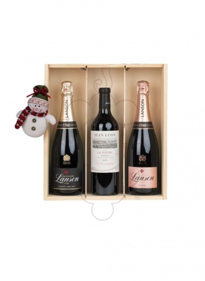 Photo Boîtes de Noël Pack 4 Bouteilles de Vin + Vin Accessoires