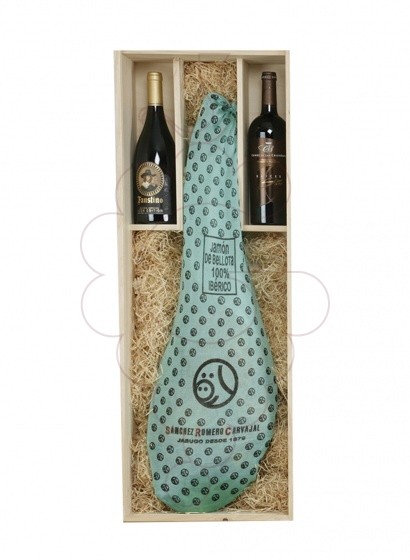 Photo Boîtes de Noël Pack de 2 bouteilles de vin + Jambon ibérique d'aglà S. Romero