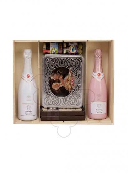 Photo Boîtes de Noël Pack 2 bouteilles de cava + alimentation