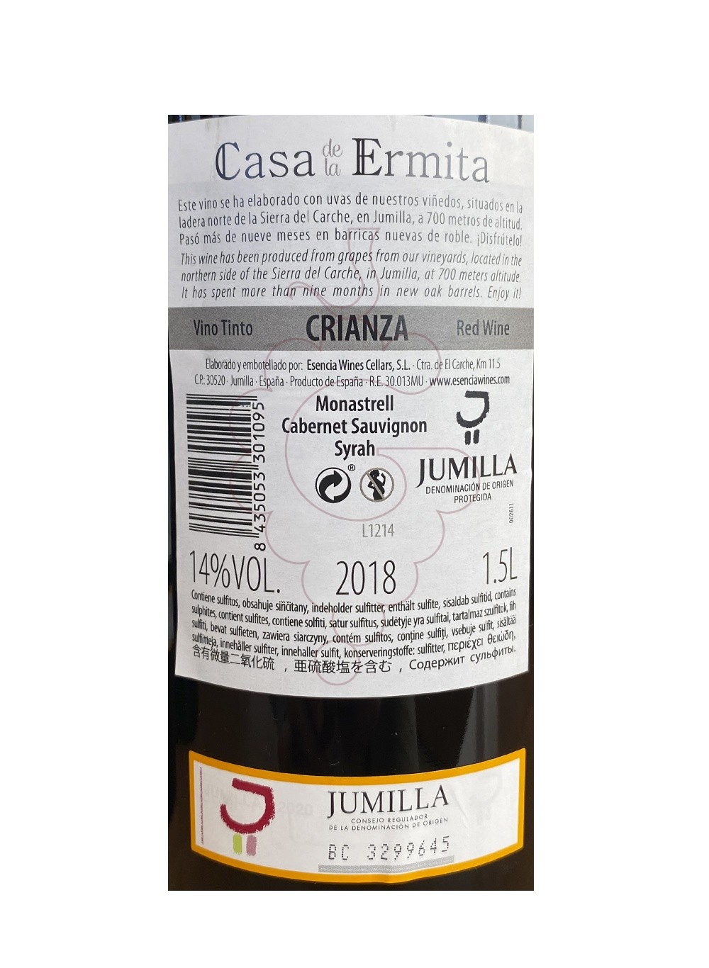 Photo Casa de la Ermita Crianza Magnum vin rouge