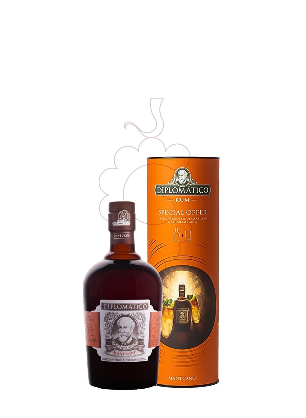 Photo Rhum Diplomatico Mantuano Canister avec Verre