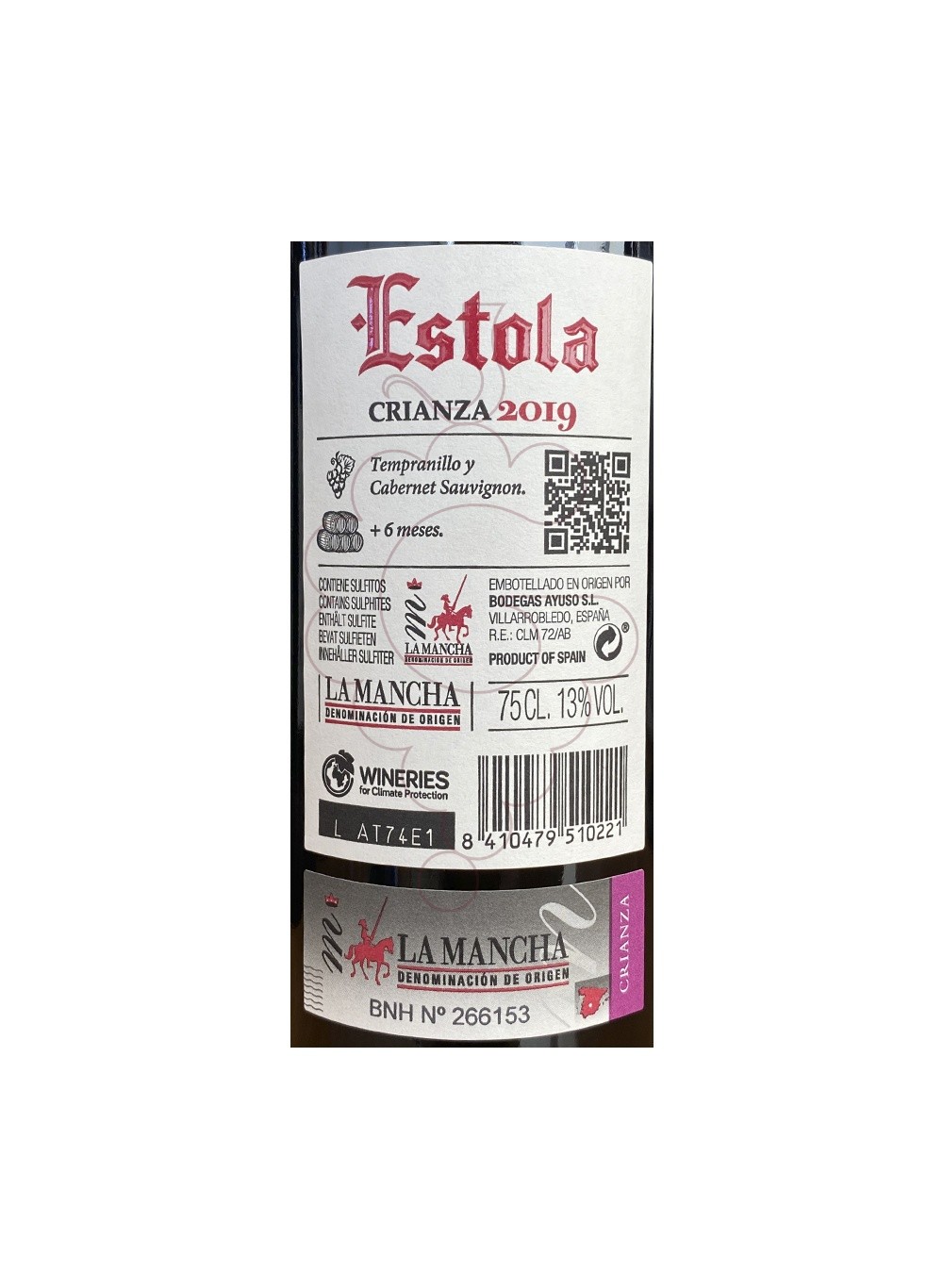 Photo Estola Crianza vin rouge